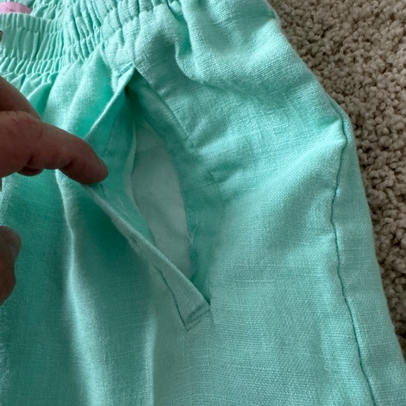 Lilly Pulitzer Linen drawstring shorts Aqua blue green Medium - Picture 3 of 11